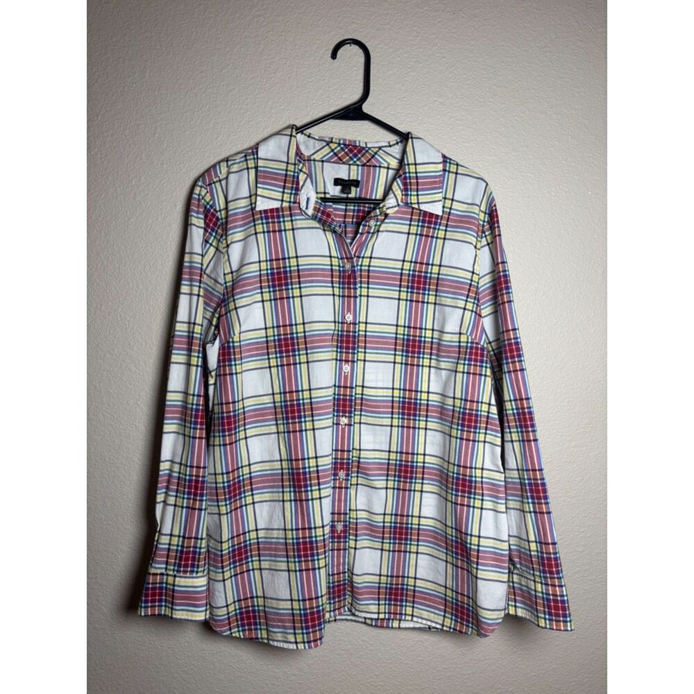 talbots womens plaid flannel button down size XL multi color
